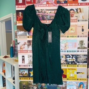 NWT motel rocks green satin dress